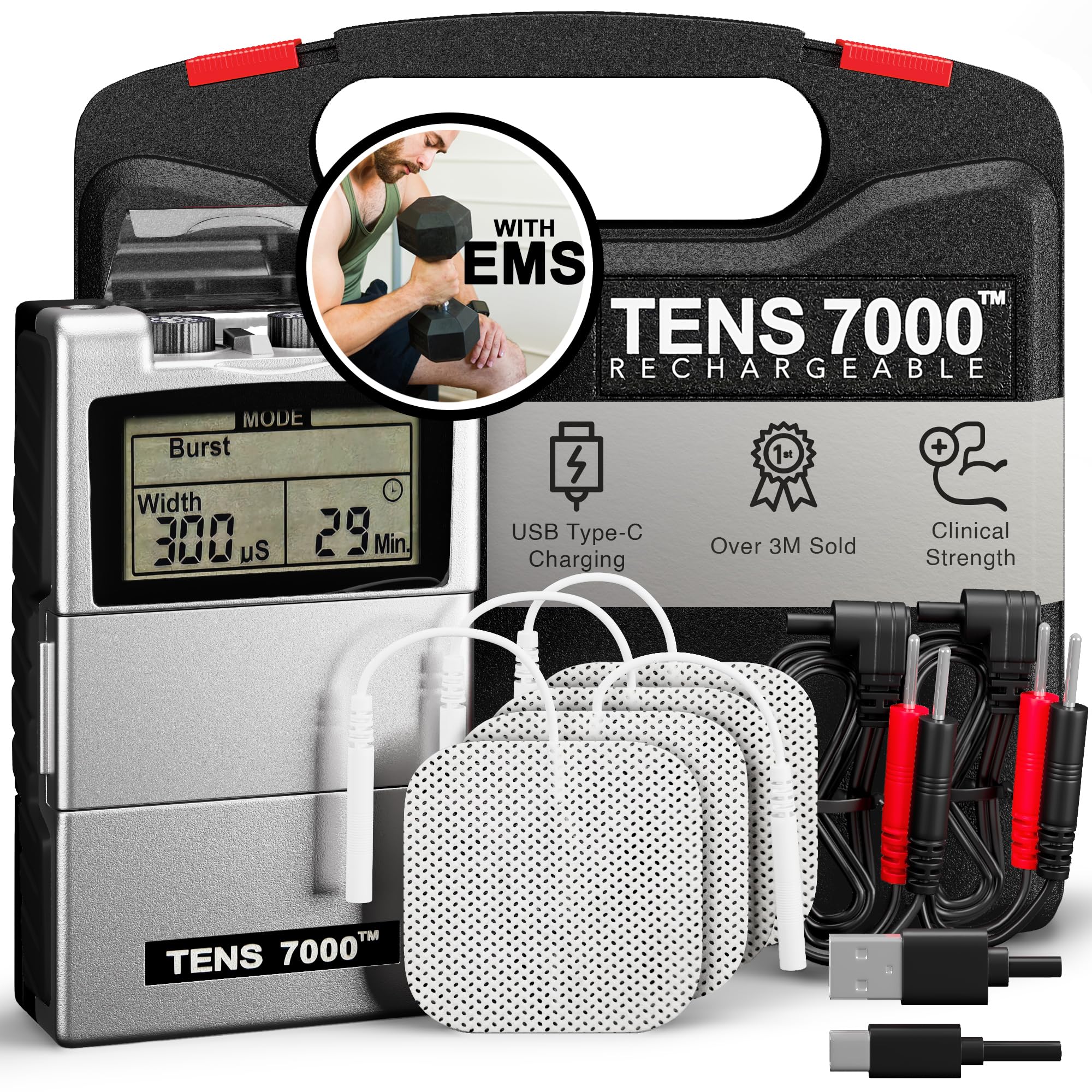 TENS 7000 Rechargeable TENS Unit Period Cramp Simulator — #1 Bestseller on Amazon
