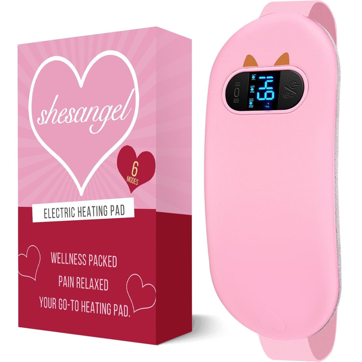 Shesangel Portable Heating Pad for Period Cramps — Cordless Wearable